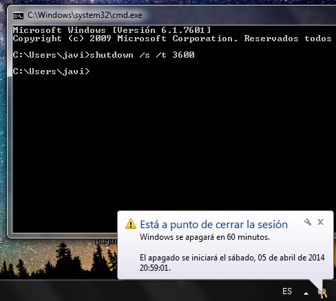 winshutdownok Apagando en una hora